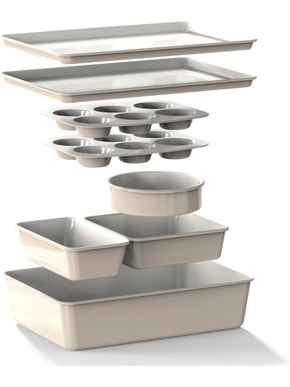 8-Piece Gray Ceramic-Coated Nonstick Baking Pan Set with Baking Sheets Loaf Pan